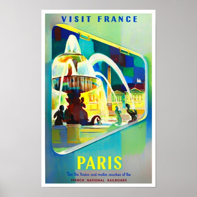 Paris France vintage travel Poster (Front)