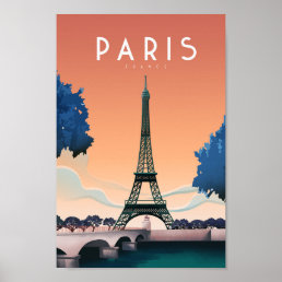 Paris france vintage travel poster