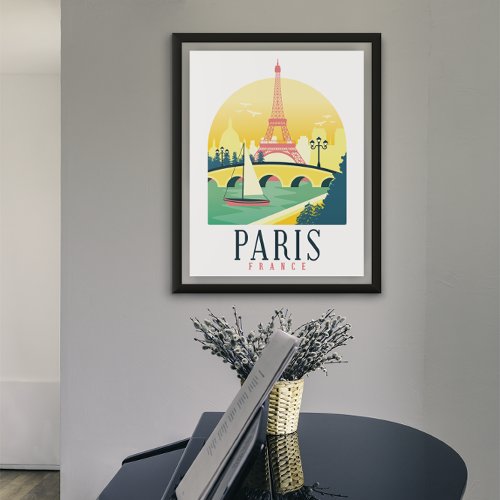 Paris France Vintage Travel    Poster