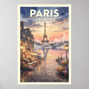 Paris France Vintage Travel Poster