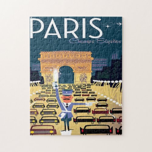 Paris France Vintage Travel retro tourism vacation Jigsaw Puzzle