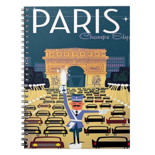 Paris France Vintage Travel retro tourism vacation Notebook