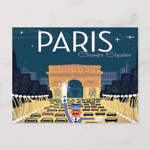 Paris France Vintage Travel retro tourism vacation Postcard