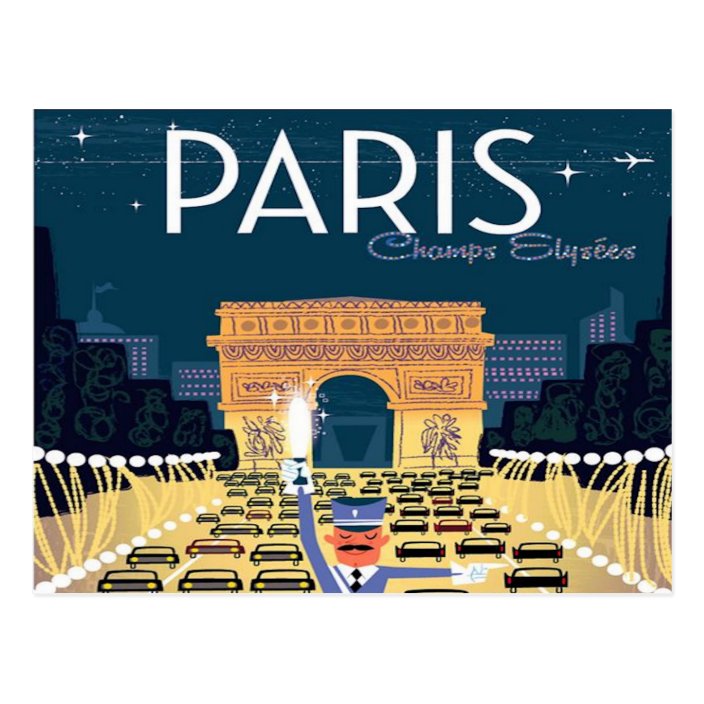 Paris France Vintage Travel Retro Tourism Vacation Postcard Zazzle Com