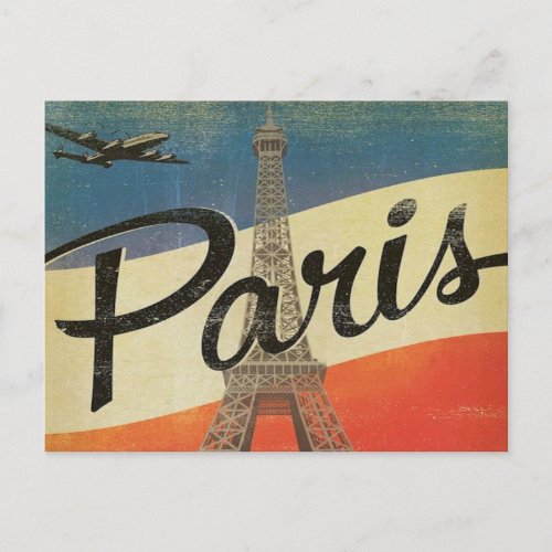 paris France Vintage Travel retro tourism vacation Postcard