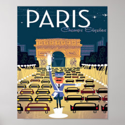 Paris France Vintage Travel retro tourism vacation Poster