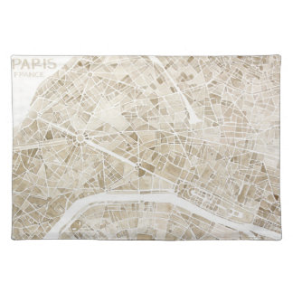 Paris France watercolor map placemat
