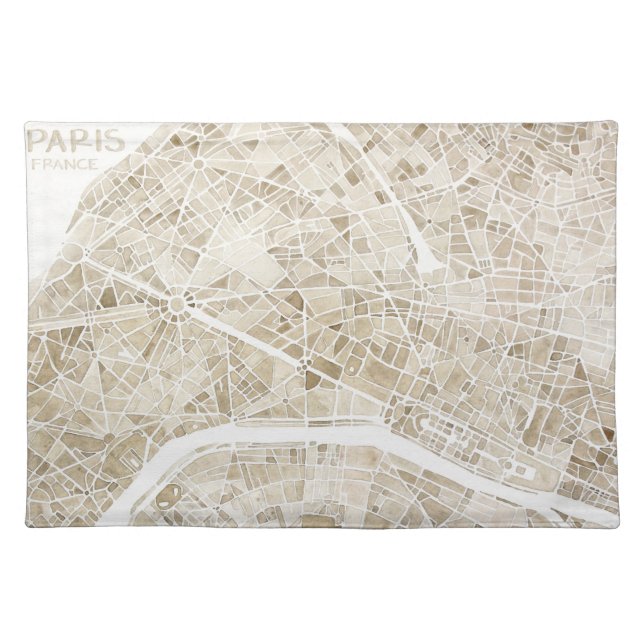 Paris France watercolor map placemat (Front)