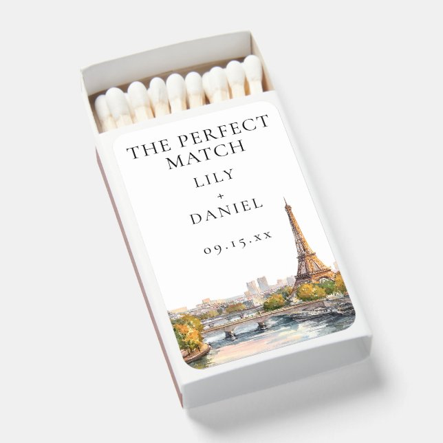 Paris France Wedding Favor Perfect Matchboxes (Front Open)