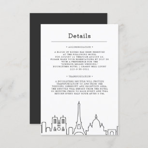 Paris, France Wedding Guest Details Invitation