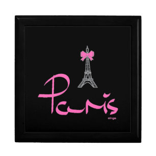 Paris,-France-with-Pink-Bow Keepsake Box