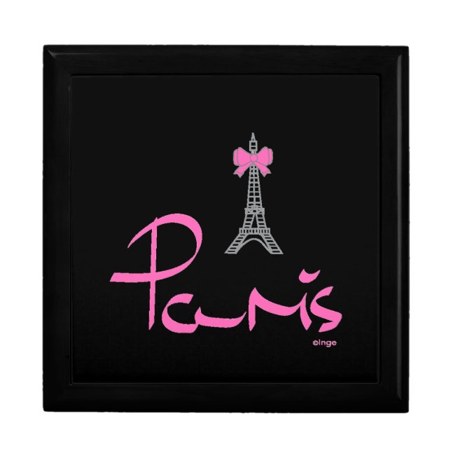 Paris,-France-with-Pink-Bow Keepsake Box (Front)