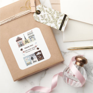 Paris French Cafe Patisserie Baby Shower  Square Sticker