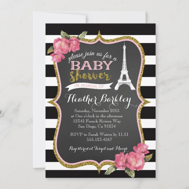 Paris French Eiffel Tower Baby Shower Invitation (Front)