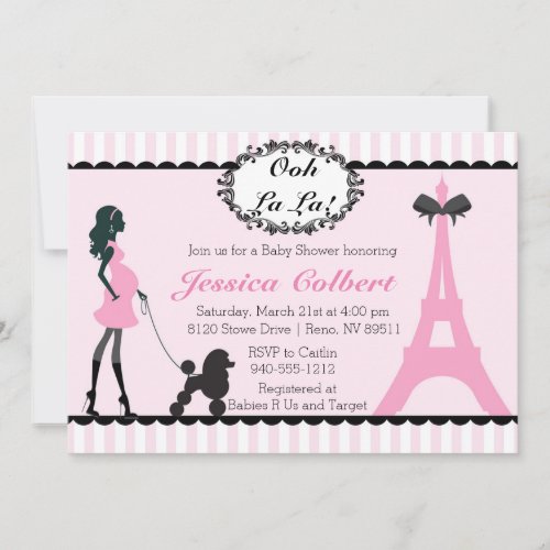 Paris French Eiffel Tower Baby Shower Invitation