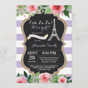 Paris French Eiffel Tower Baby Shower Invitation