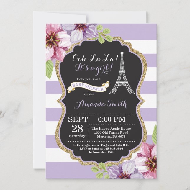 Paris French Eiffel Tower Baby Shower Invitation (Front)