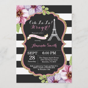 Paris French Eiffel Tower Baby Shower Invitation