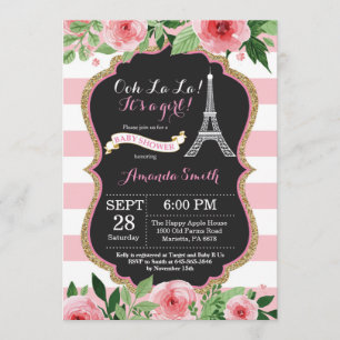 Paris French Eiffel Tower Baby Shower Invitation