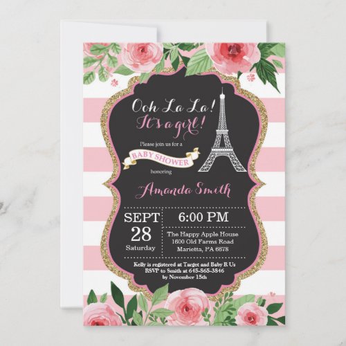 Paris French Eiffel Tower Baby Shower Invitation