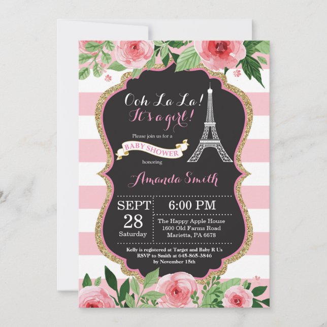 Paris French Eiffel Tower Baby Shower Invitation (Front)