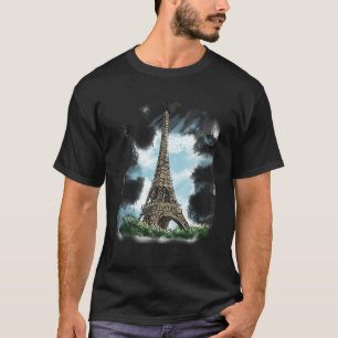 Paris French Eiffel Tower European French Blue Sky T-Shirt