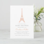 Paris French Eiffel Tower Pink Girl Baby Shower Invitation (Standing Front)