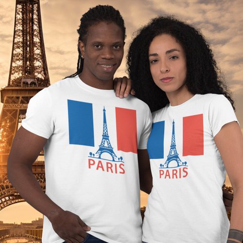 Paris French Flag and Eiffel Tower T_Shirt