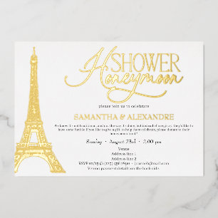 Paris French Honeymoon Fund Couples Wedding Shower Foil Invitation