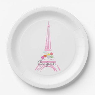 Paris French Macaron Eiffel Tower Paper Plates