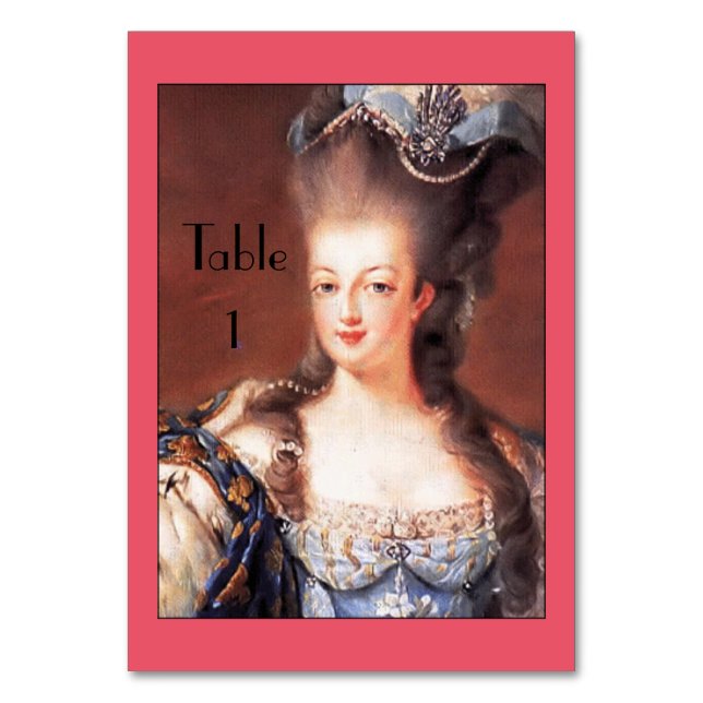 Paris French Marie Antoinette Themed Table Card (Front)
