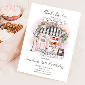 Paris French Parisian Cafe Tea Party Girl Birthday Invitation by Anietillustration at Zazzle