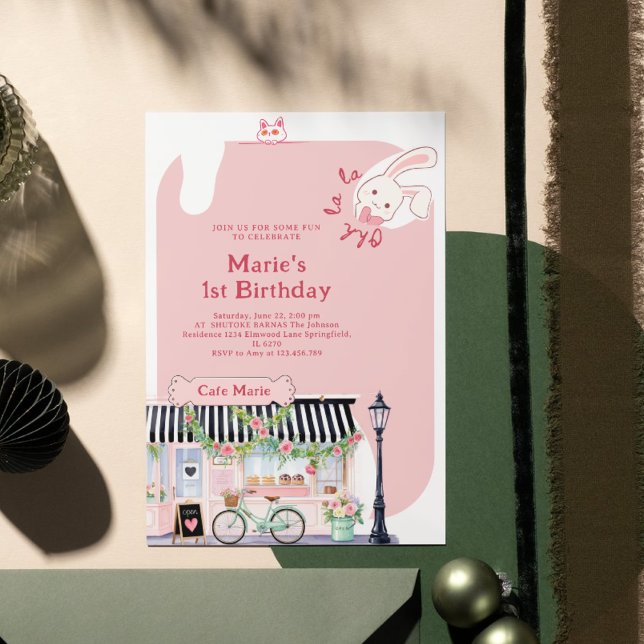 Paris French Parisian Cafe Tea Party Girl Birthday Invitation (Creator Uploaded)
