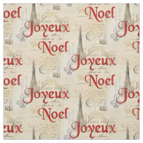 Paris French Postcards Christmas Fabric