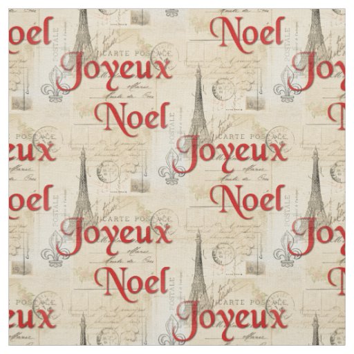 Paris French Postcards Christmas Fabric