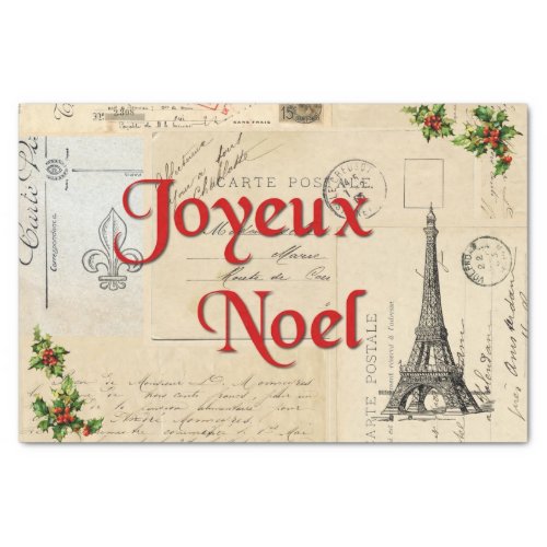Paris French Postcards Christmas Tissue Paper