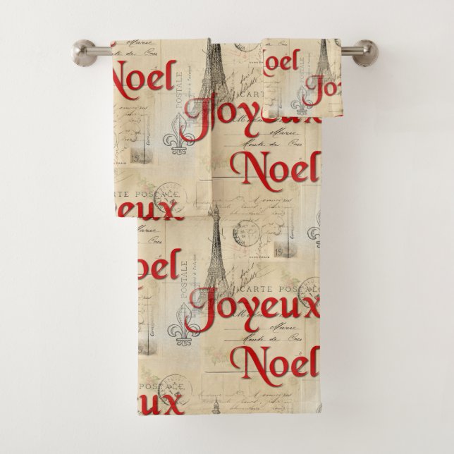 Paris French Postcards Christmas Towel Set (Insitu)