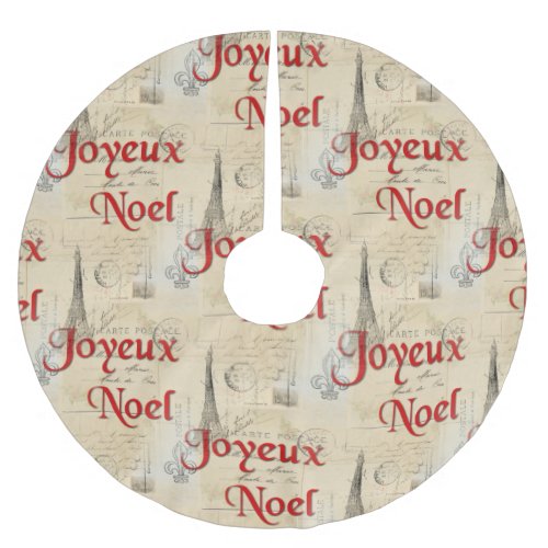 Paris French Postcards Christmas Tree Skirt