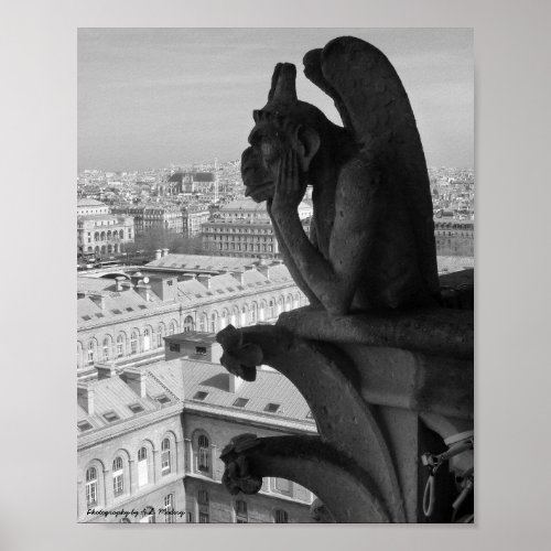 Paris Gargoyle BW Poster