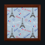 Paris Gift Box<br><div class="desc">Seamless Paris text design illustration with Eiffel Tower,  tricolor heart shapes and French flag decoration on blue background for Valentine's Day</div>
