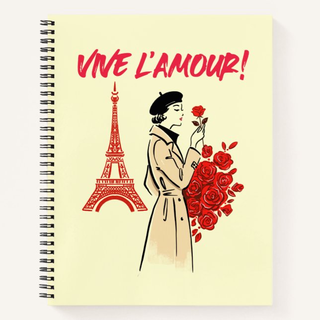 Paris Girl Aesthetic – Romantic Eiffel Tower Desig Notebook (Front)