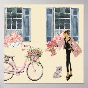 Paris Girl Designer Bag Purse Dog Dogs  art print