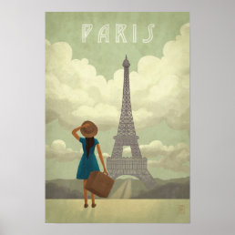 Paris Girl Vintage-Style Travel Poster