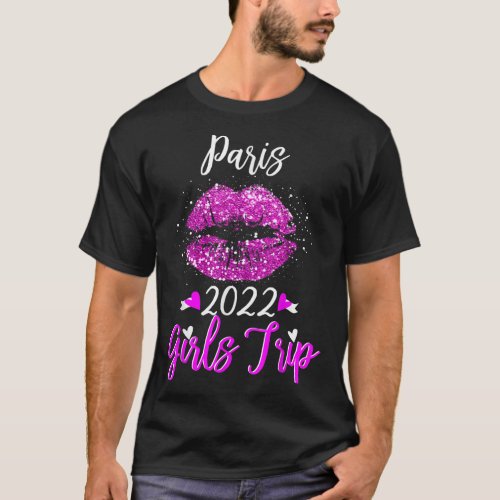 Paris Girls Trip 2022 Vacation Pink Lips Womens  T_Shirt