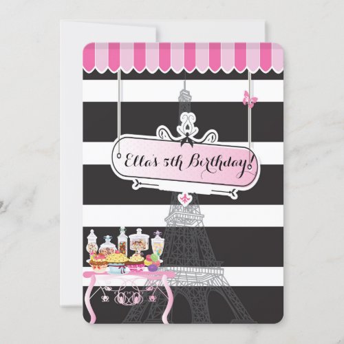 Paris Glam CandyLand Birthday Party Invitations