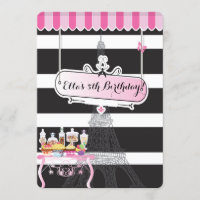 Paris Glam CandyLand Birthday Party Invitations