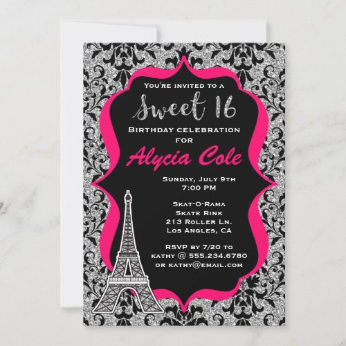 Paris Glam Sweet Sixteen Birthday Party Invitation