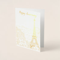 Paris Gold or Silver Foil Anniversary Card -Custom