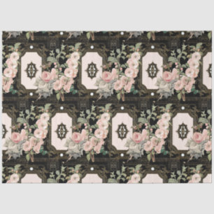 Paris Gold Vintage Floral Black Ephemera Decoupage Tissue Paper