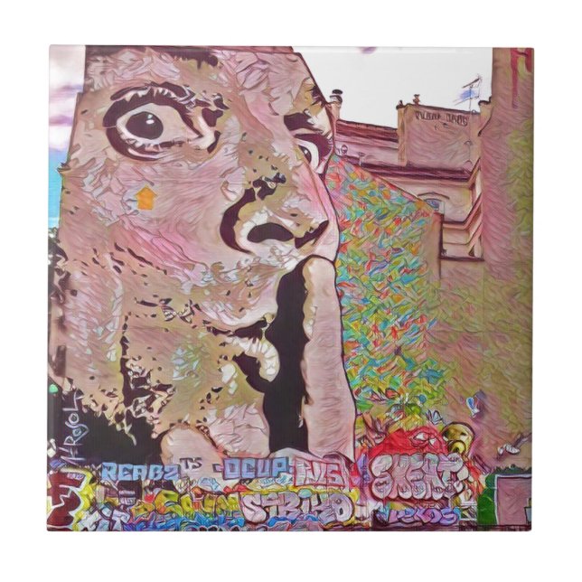 Paris graffiti Pomipidou Museum Tile (Front)